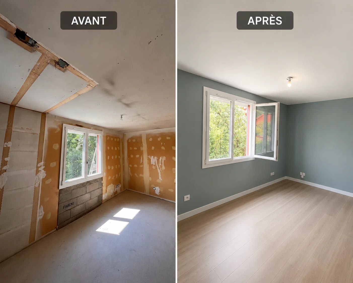 ratissage et peinture et pose de parquet