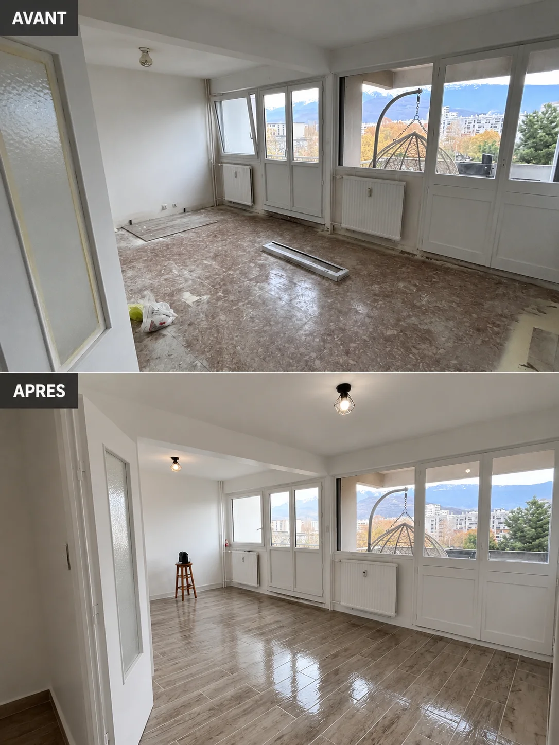 salon carrelage imitation parquet